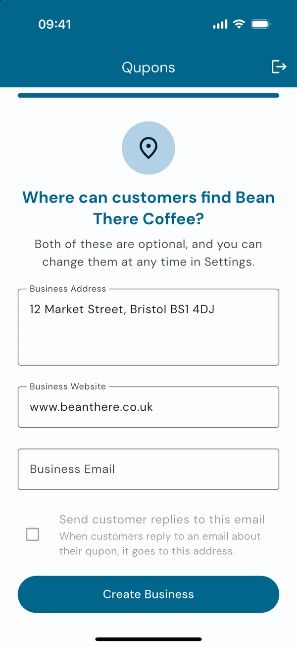 Adding the business address and website