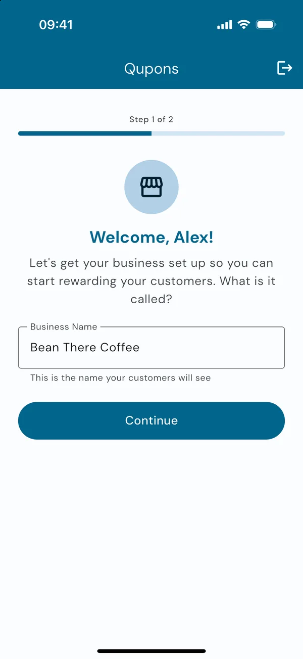 Entering the business name