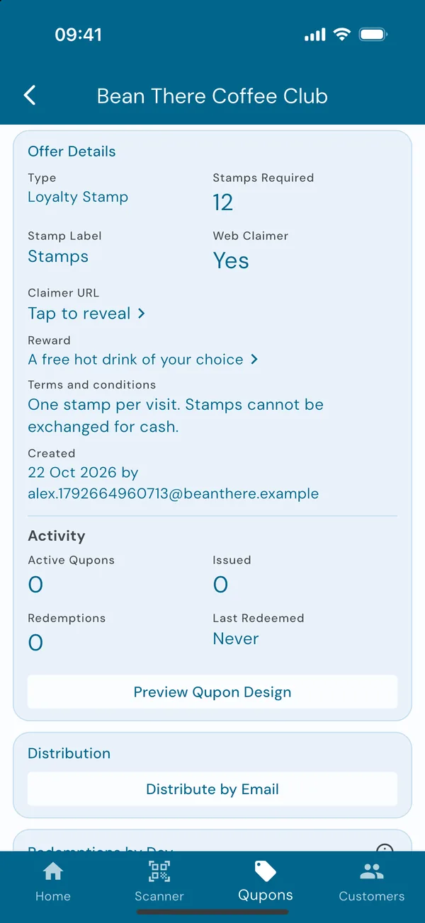 An offer's details, with Tap to reveal for the sign-up link