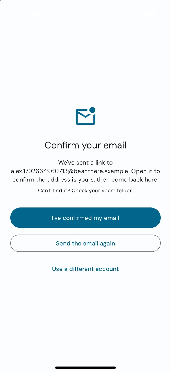 Confirm your email, after signing up