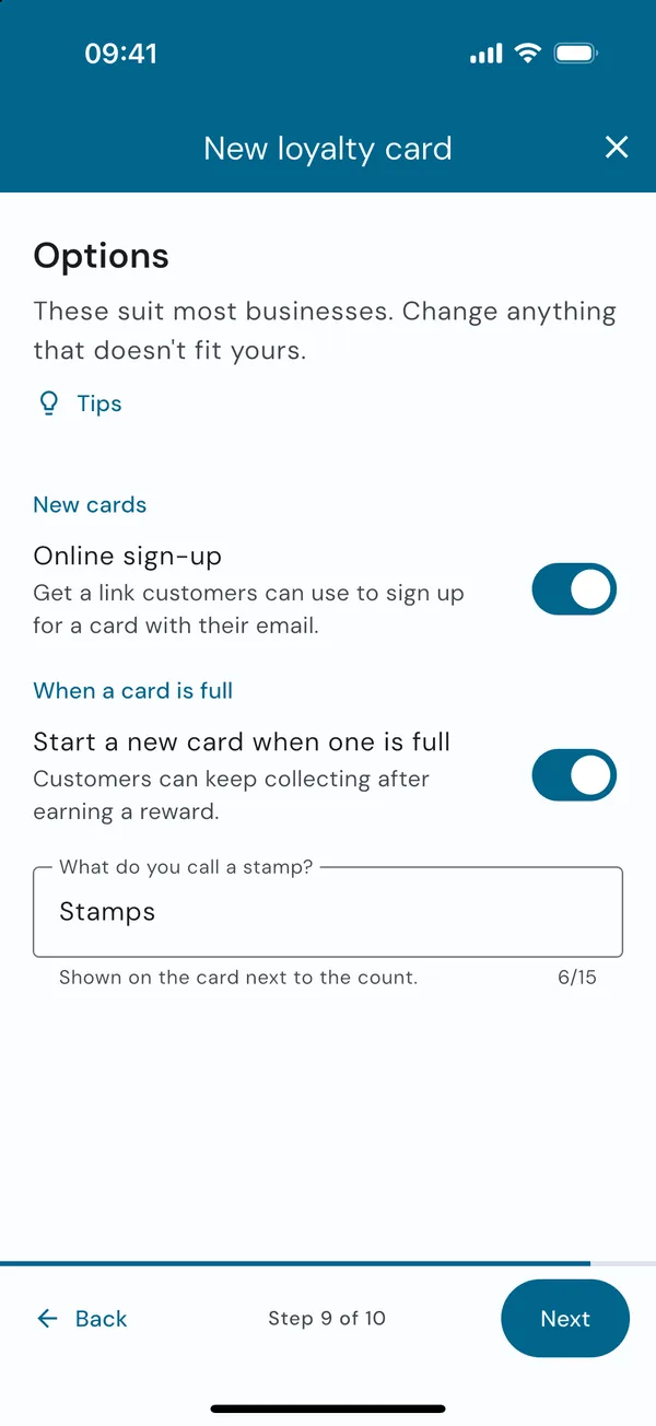 Options for automatic rewards and renewing cards